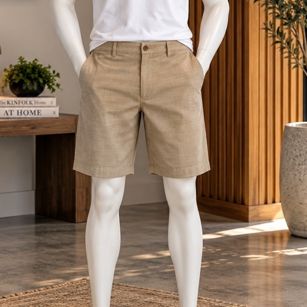 Hang Ten Mens Hybrid Shorts Khaki Tan Textured Casual Surf Size 38